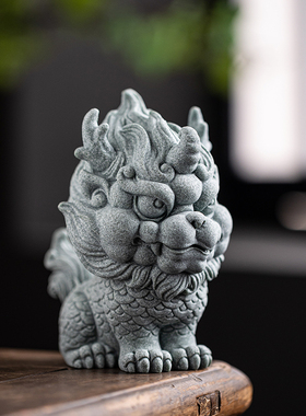青砂石茶宠可养中式茶桌大小麒麟