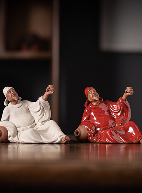 紫砂陶装饰品新中式桌面李白摆件