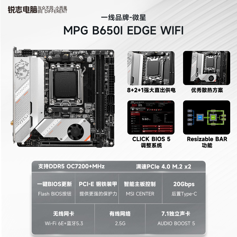 华硕/技嘉/微星 B650I ITX DDR5 7500F/7700x AMD CPU主板套装 - 图0