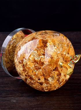 生日礼物装饰品金箔水晶苹果摆件