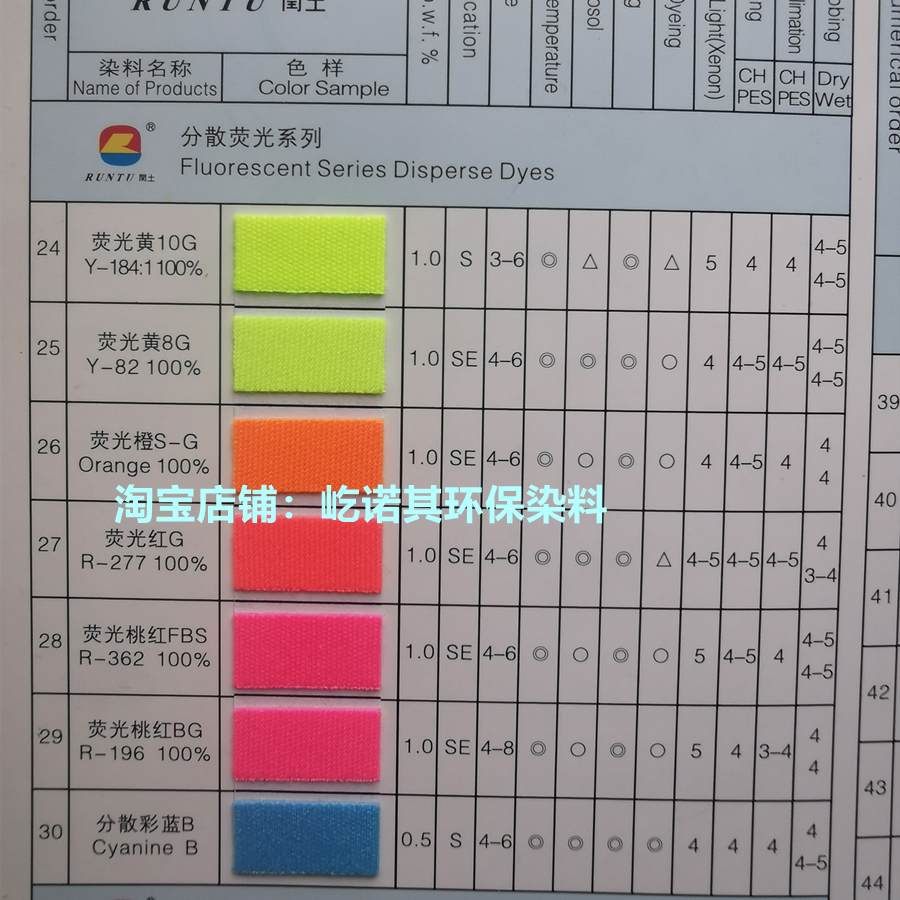 分散荧光黄8G10GFF橙2GFL红G桃红BG5BFBS绿5G彩蓝B紫3R蓝BN桔红GG - 图3