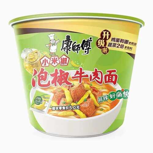 康师傅方便面小米椒泡椒牛肉面107g24袋装泡面整箱泡椒非红油清汤 - 图3