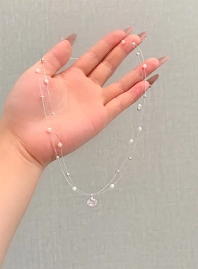梦幻人鱼之泪满天星珍珠项链 轻奢小众高级感多层颈链锁骨链配饰