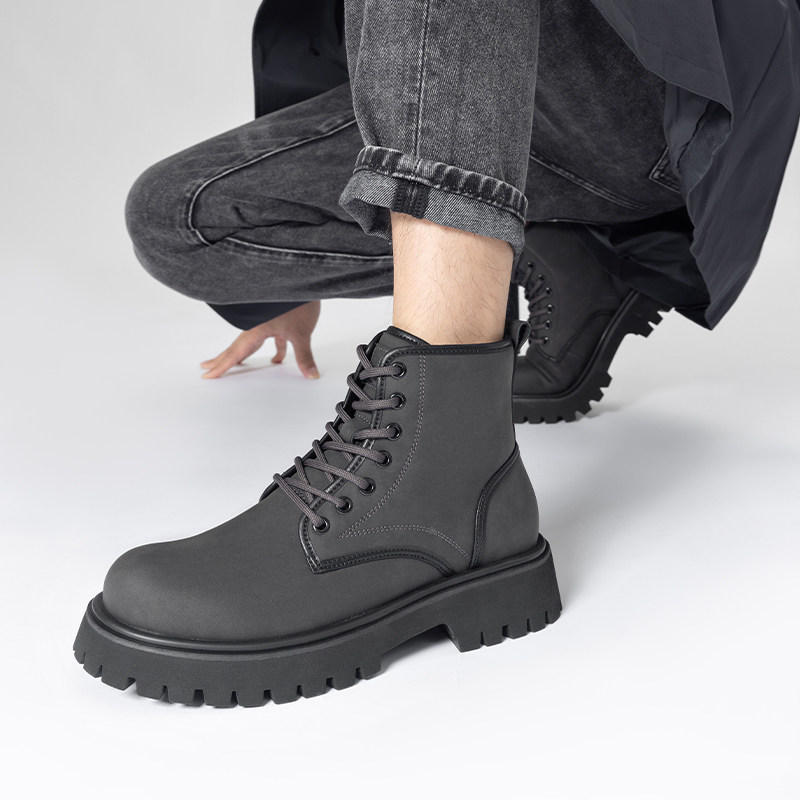 Aokang men's shoes autumn new high-top fashion Martin boots men's low-heeled business casual shoes outdoor work boots