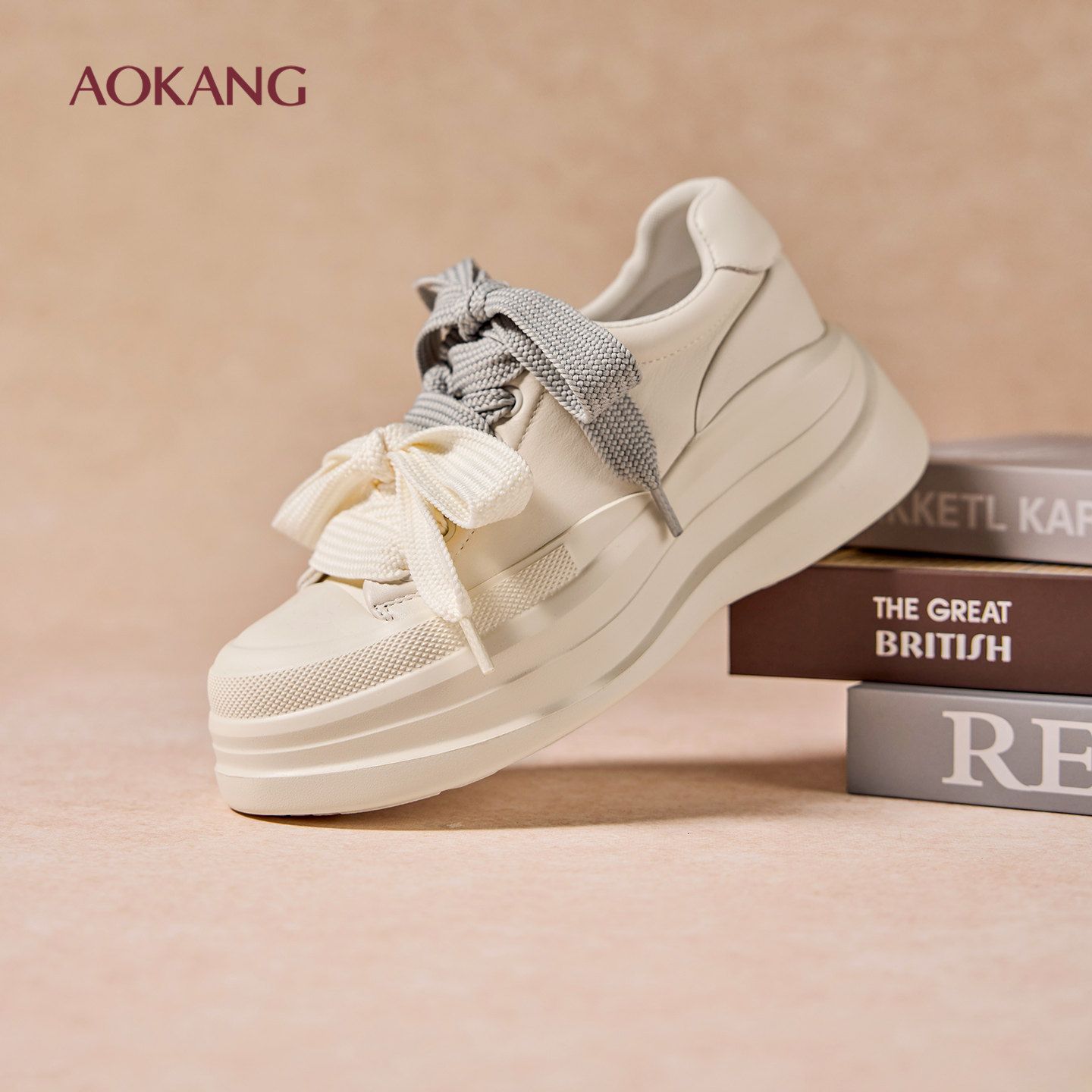 奥康 女鞋2025秋季新款小白鞋厚底增高休闲板鞋学生运动百搭鞋子,淘宝优惠券,粉丝福利购,淘宝优惠卷