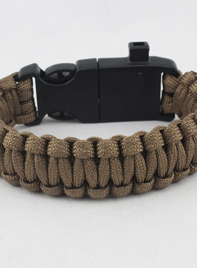 野营多功能伞绳指南针求生手链户外应急生存口哨打火石救生手环