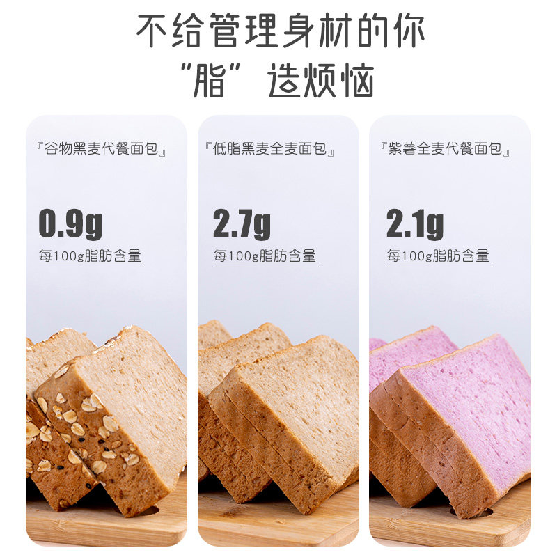 全麦吐司整箱早餐低脂肪饱腹面包 椒达人西式糕点