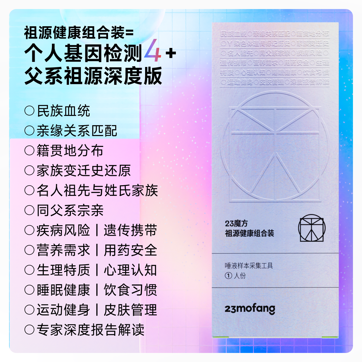 23魔方 DNA基因检测遗传疾病风险筛查用药指南 祖源深度检测组合 - 图0