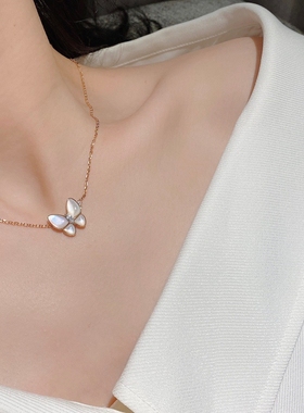 白贝母蝴蝶项链Buttefly锁骨链