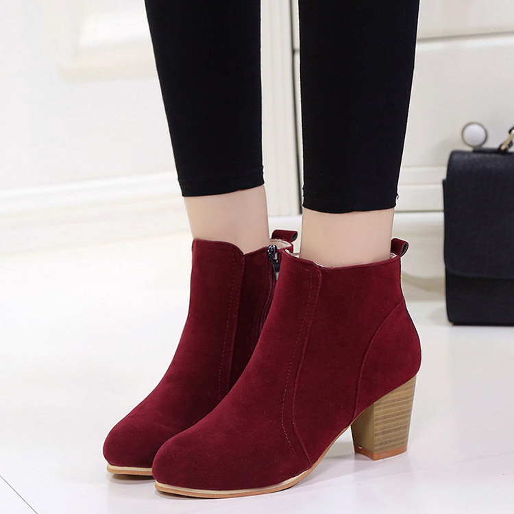 马丁靴高跟女短靴women ankle boots winter shoes martin boots - 图3