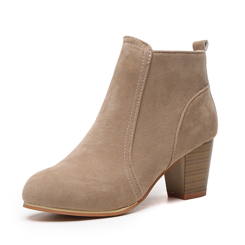 马丁靴高跟女短靴women ankle boots winter shoes martin boots - 图0