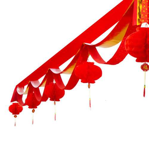 新年春节过年装饰品气氛布置波浪旗彩带拉花挂件吊饰店铺商场 - 图3
