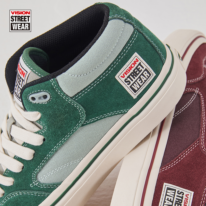 VISION官方 CONCAVE苔藓绿经典街头中帮复古翻毛皮滑板鞋男女 - 图2