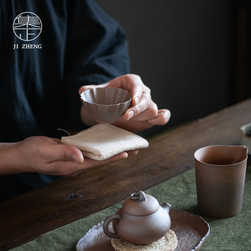 集正 原矿粗陶茶杯主人杯单杯 茶空间功夫茶具个人小杯茶盏品茗杯 - 图2