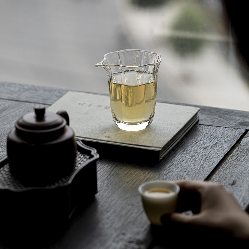 清欢丨冰晶花口公道杯 加厚玻璃分茶器公杯 功夫茶具茶道配件