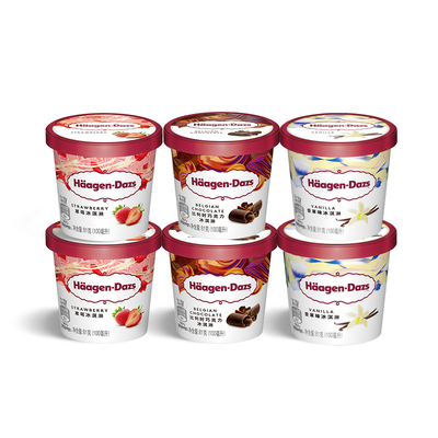 【冷链到家】哈根达斯冰淇淋六杯组合装经典草莓巧克力味冰激凌