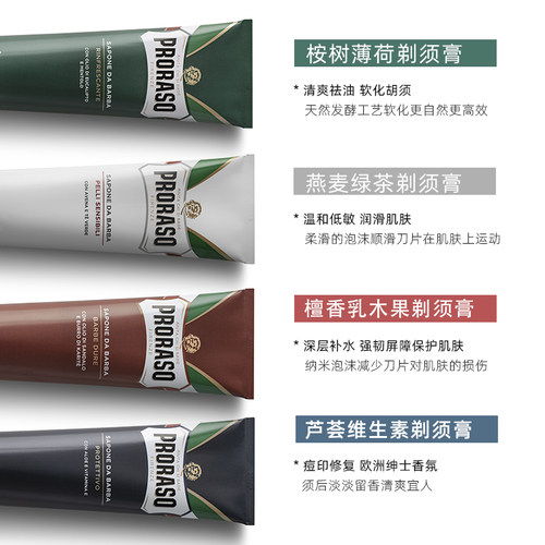 PRORASO博拉索男士剃须膏燕麦意大利进口手动湿剃刮胡膏低敏150ML - 图2
