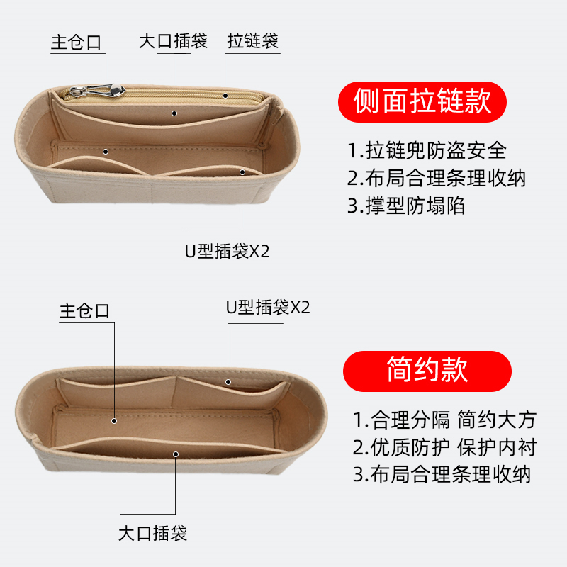 适用古其驰gucci马蒙 marmont内胆包撑小号收纳化妆品妈咪包中包