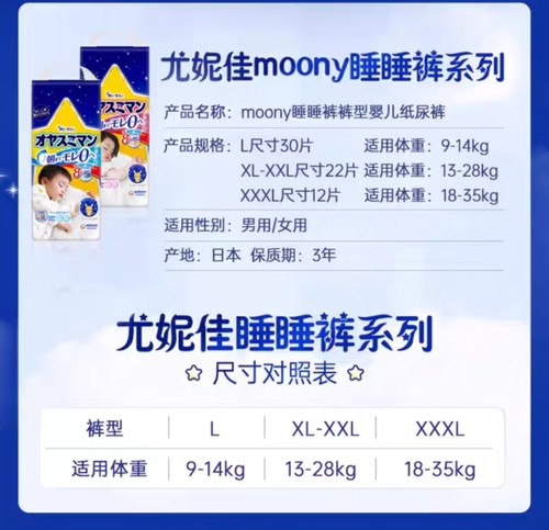 moony尤妮佳拉拉裤LXLXXXl夜用睡睡裤超大吸收量秋冬超干爽晚安裤-图3