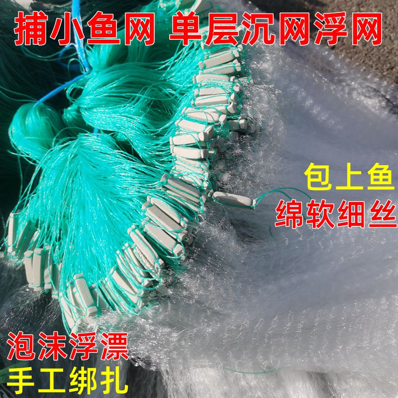 1指单层捕小鱼网沉网沾白条丝网渔网粘网浮网56789分挂子麦穗鲫鱼 - 图1