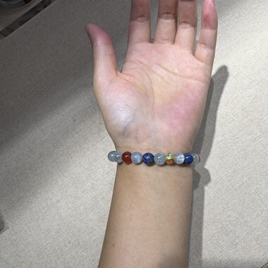 原创玉化蓝晶石8mm青金石红玛瑙四方如意转运舒缓好运手串【200】