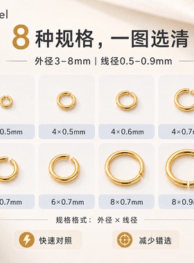 开口圈连接环首饰配件收尾圈单圈