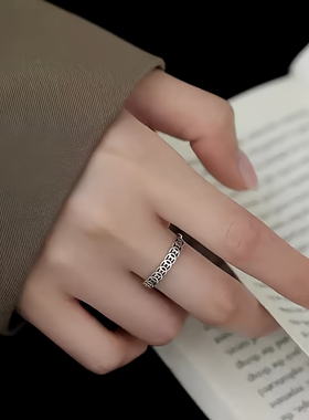 s999足银复古铜钱戒指招财转运戒