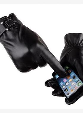 2018 winter glove pu leather phone screen touch men gloves