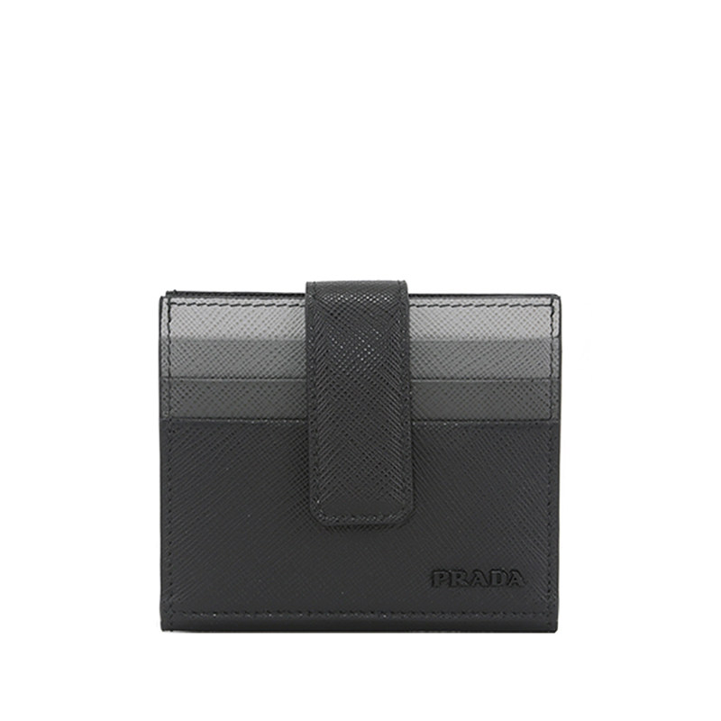 prada经典logo新款男包牛皮卡包 FLOX海外卡包