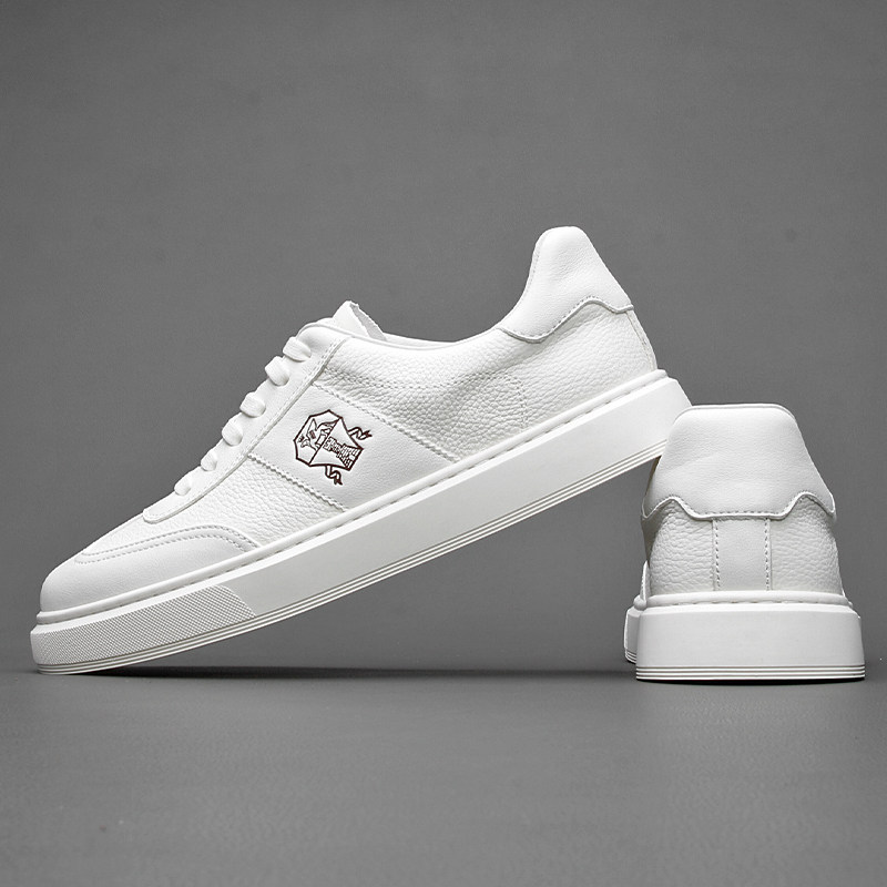 小白鞋男款2026新款头层牛皮时尚荔枝纹透气百搭男士轻便休闲板鞋,淘宝优惠券,粉丝福利购,淘宝优惠卷