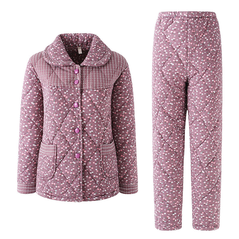 芬腾可安冬季女纯棉夹棉睡衣套装三层棉袄加厚秋冬保暖妈妈家居服,淘宝优惠券,粉丝福利购,淘宝优惠卷
