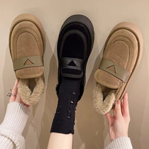 Small CKerwin thick bottom snow ground boots female outside wearing 2023 new winter One foot pedal bread shoes warm cotton shoes