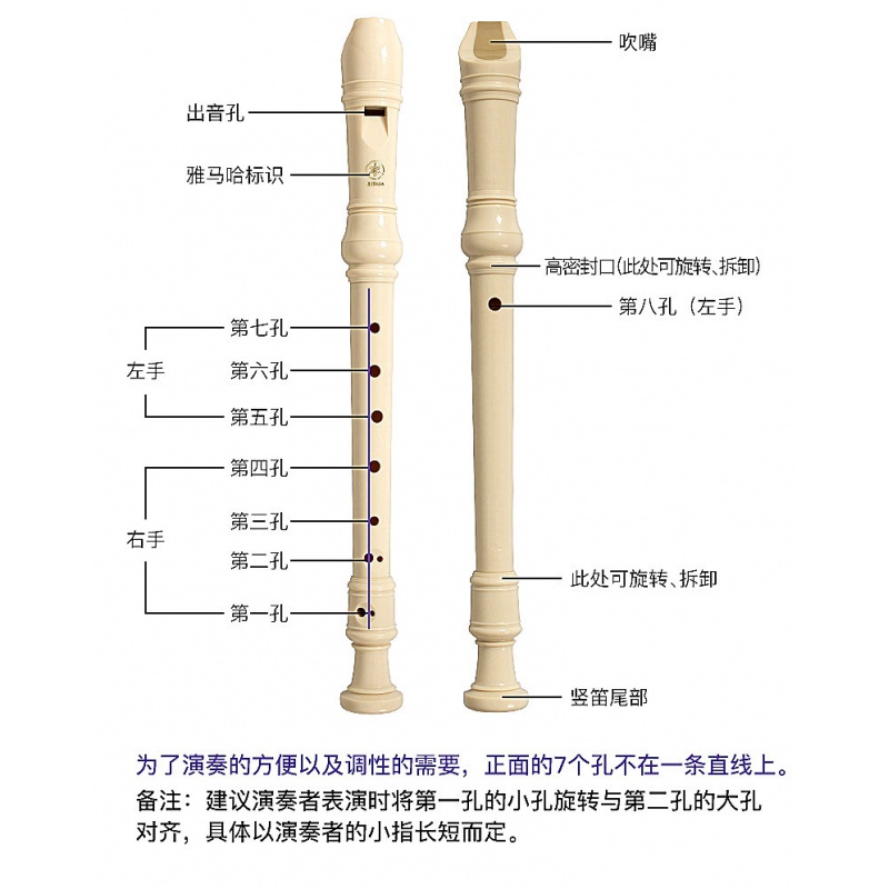 YAMAHA 雅马哈竖笛德式YRS-23G 英式YRS-24B高音C调8孔学生上课用 - 图1