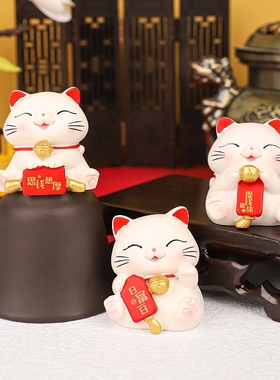 创意卡通可爱迷你思钱想厚招财猫树脂桌面装饰品摆件好运装饰摆件