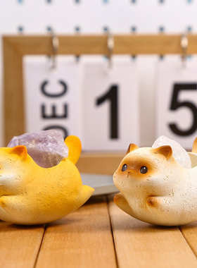 创意卡通动物水晶盲盒桌面摆件装饰品办公室解压神器生日礼物