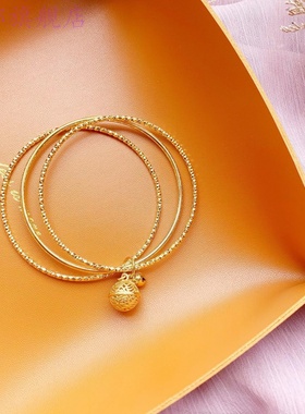 三生三世手镯女不易掉色磨砂渡金莲蓬花苞吊坠品百搭环潮流送老婆