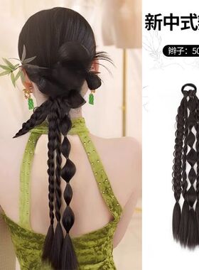 新中式丸子头假发女仿真发古风汉服自然新娘盘发发髻发圈造型扭扭