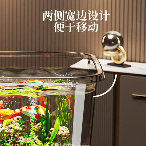 高透明加厚鱼缸客厅养鱼养龟桌面生态缸家用饲养大容量小金鱼水缸 - 图1