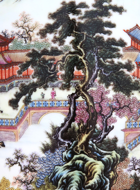 傲世瓷业  仿古珐琅彩盘口直筒瓶