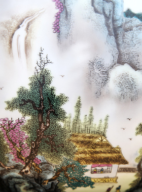 景德镇鱼缸字画卷轴复古书房摆件