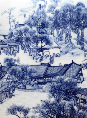 傲世景德镇青花瓷清明上河图摆件