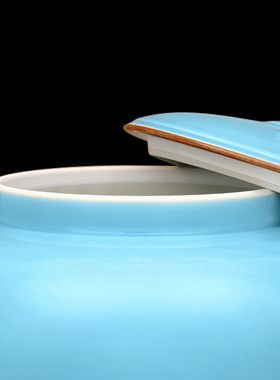 景德镇陶瓷大号中式湖蓝艺术罐酒店装饰品民宿客厅办公室家用摆件