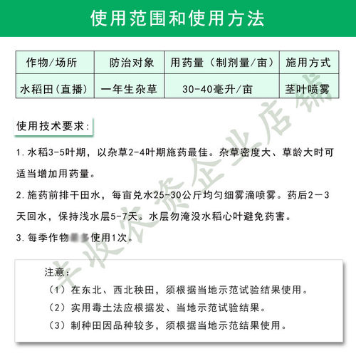 新稻笑 26%氰氟草酯·氯氟吡水稻直播田旱稻千金子稗草除草剂包邮 - 图2