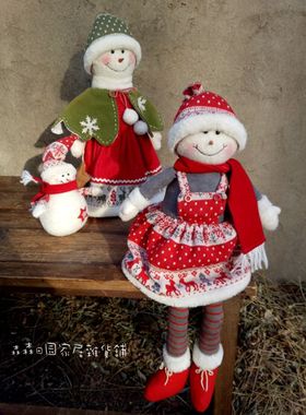 布艺手工圣诞节轻奢隔板古董娃娃