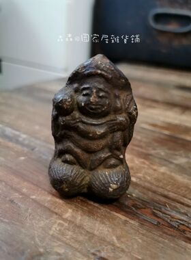 日本木雕观音大黑天财神古董佛像