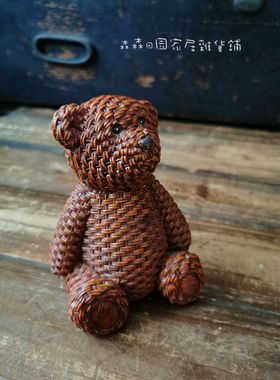 小熊美式乡村风复古做旧家居装饰