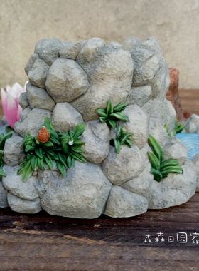 烛台鱼缸盆景欧美孤品假山流水