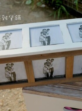 样品做旧木质多张照片装饰盒