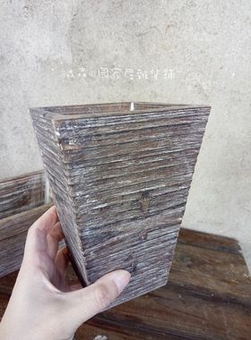 复古实木花盆摆件艺术品