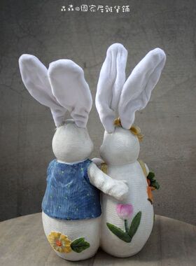 兔子摆件创意陶瓷卧室酒柜装饰品